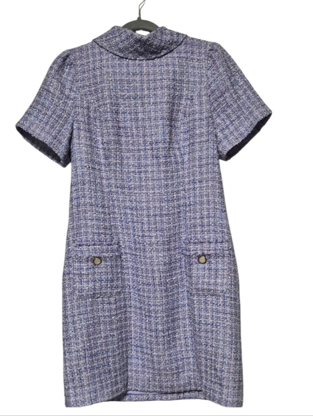 Lilly Pulitzer Tiessa Boucle Tweed Shift Dress 8 Lark Lilac Swirl Extra Button